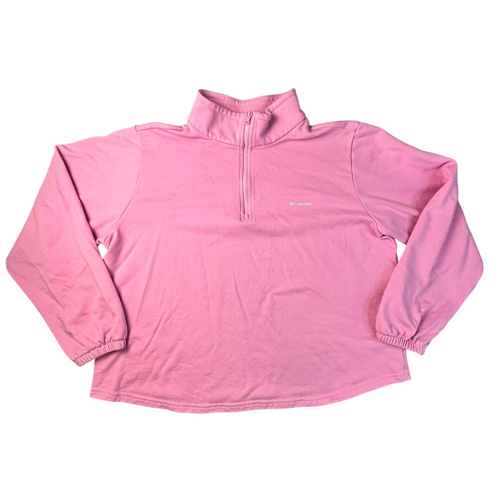 Columbia‎ Pink Fleece Half Zip Pullover Sweatshirt Women's XL